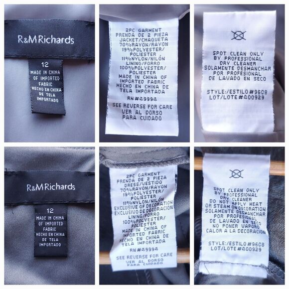 R&M Richards 2-Piece Jacket Dress Sz 12 Tiered Embellished Gray Shimmer - Picture 5 of 16